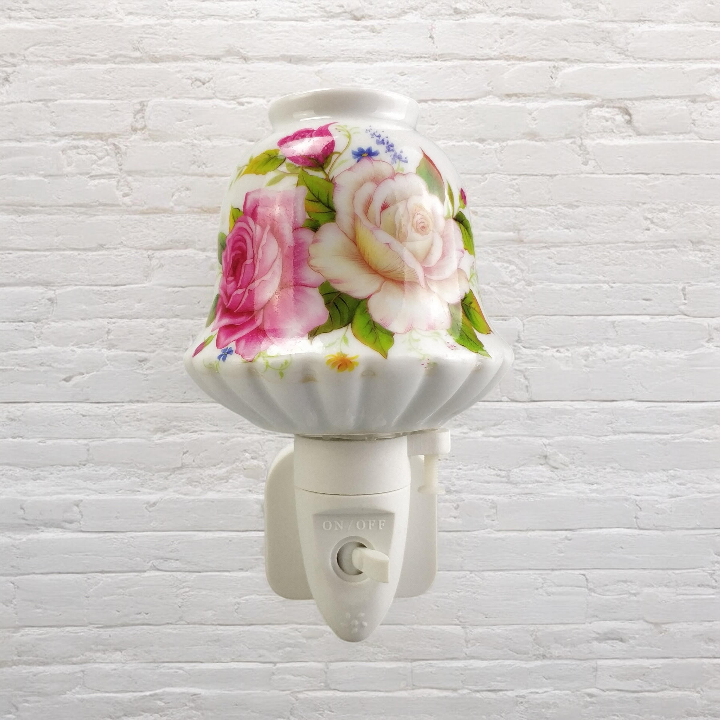 8 Inch Floral LED Nightlight with Pink and White Flowers