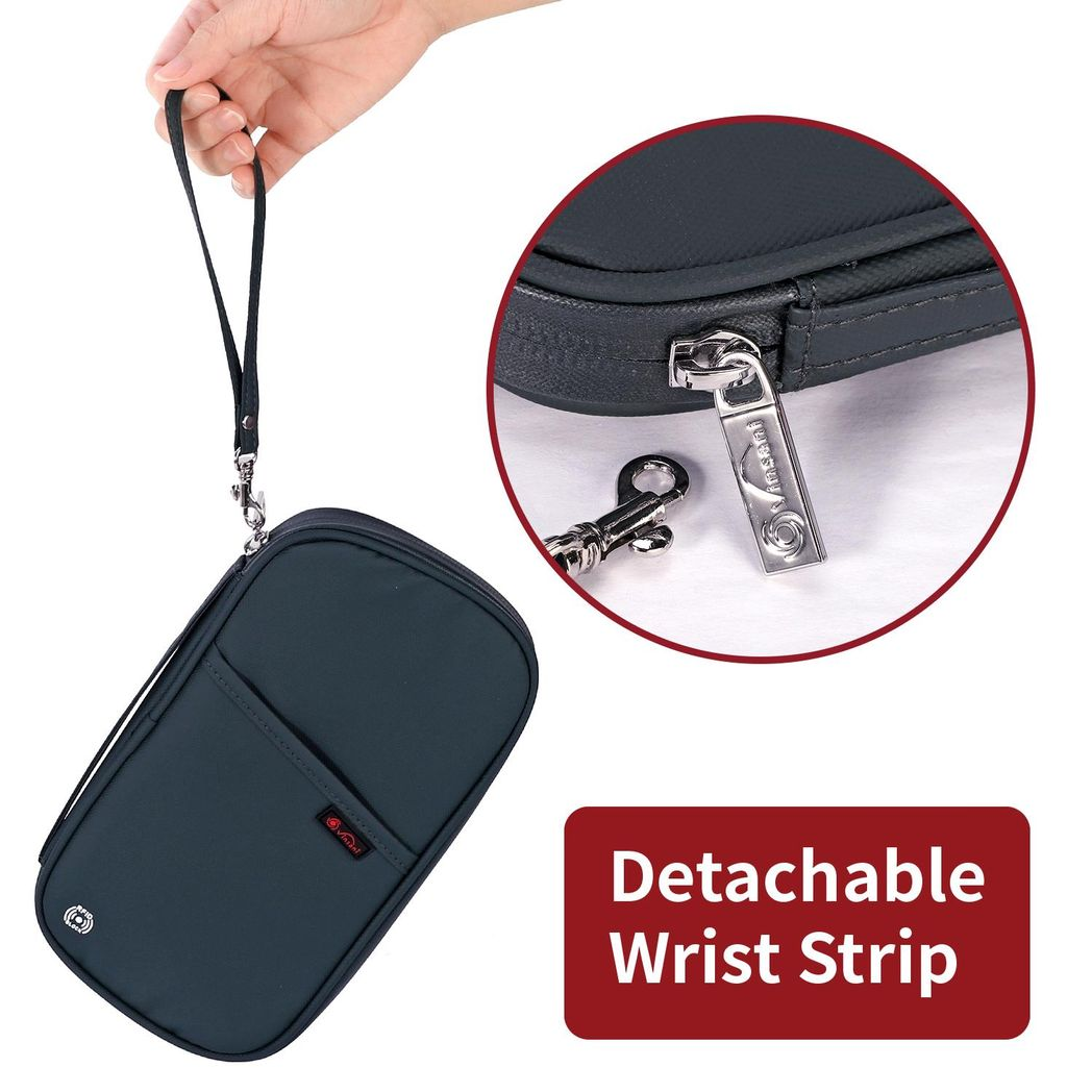 Vinsani Deluxe RFID Passport Holder Travel Wallet with 4 Passport Slots, 5 Card Slots, Pen Slot and Zippered Pocket