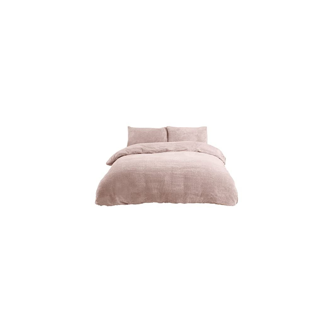 Sleepdown Teddy Fleece Blush Duvet Set with Pillowcase(s)