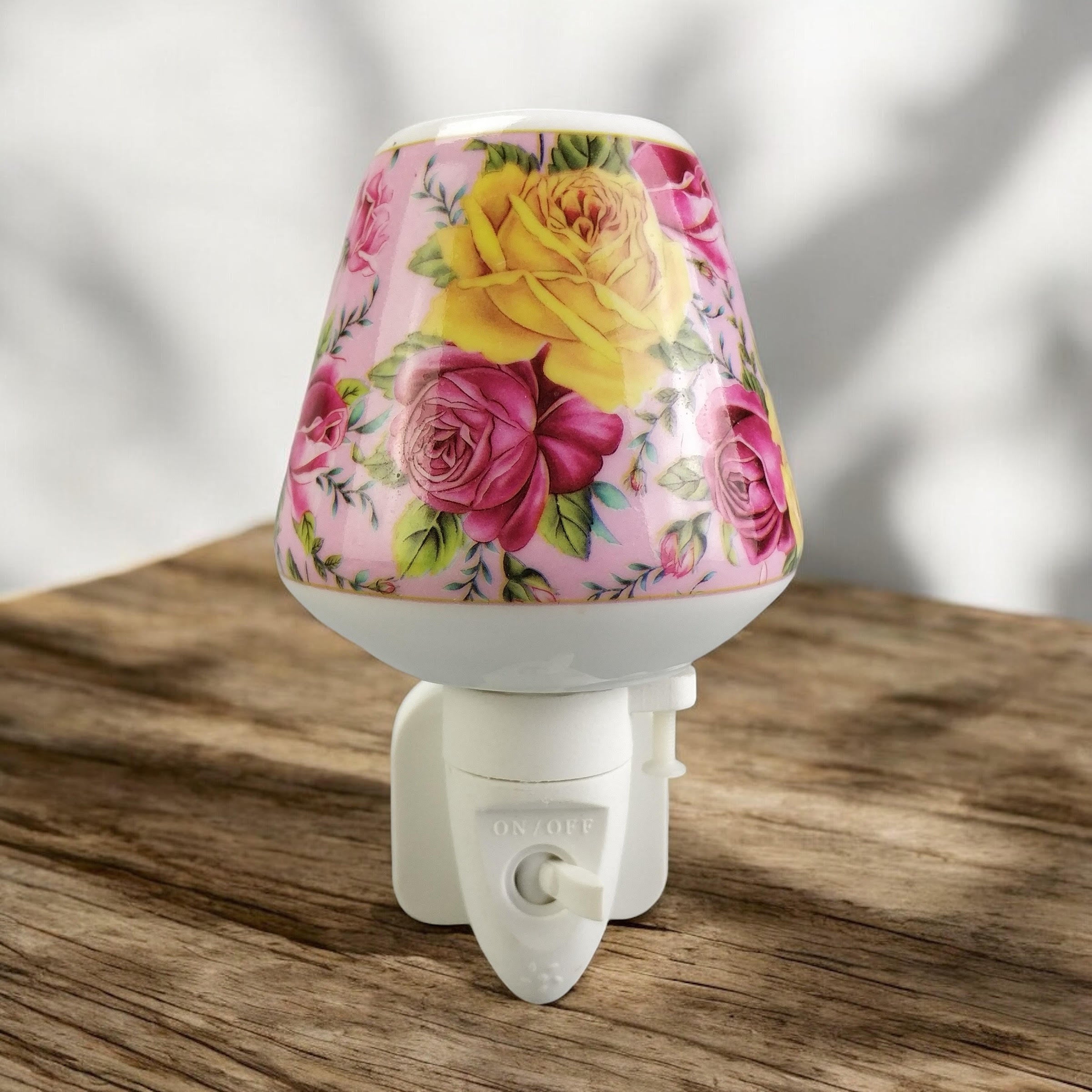 8 Inch Floral LED Nightlight, Yellow and Pink Rose, Multi-Color Decorative Home Light