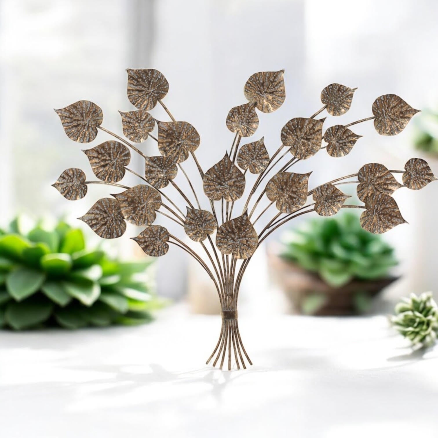MSL 131cm Metal Wall Decor Leaves Elegant Design Easy to Hang
