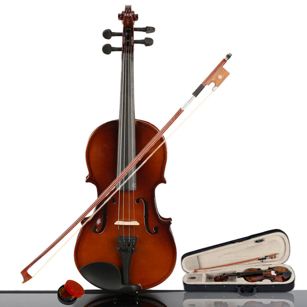 1/4 Size Natural Acoustic Violin Set with Case, Bow and Rosin