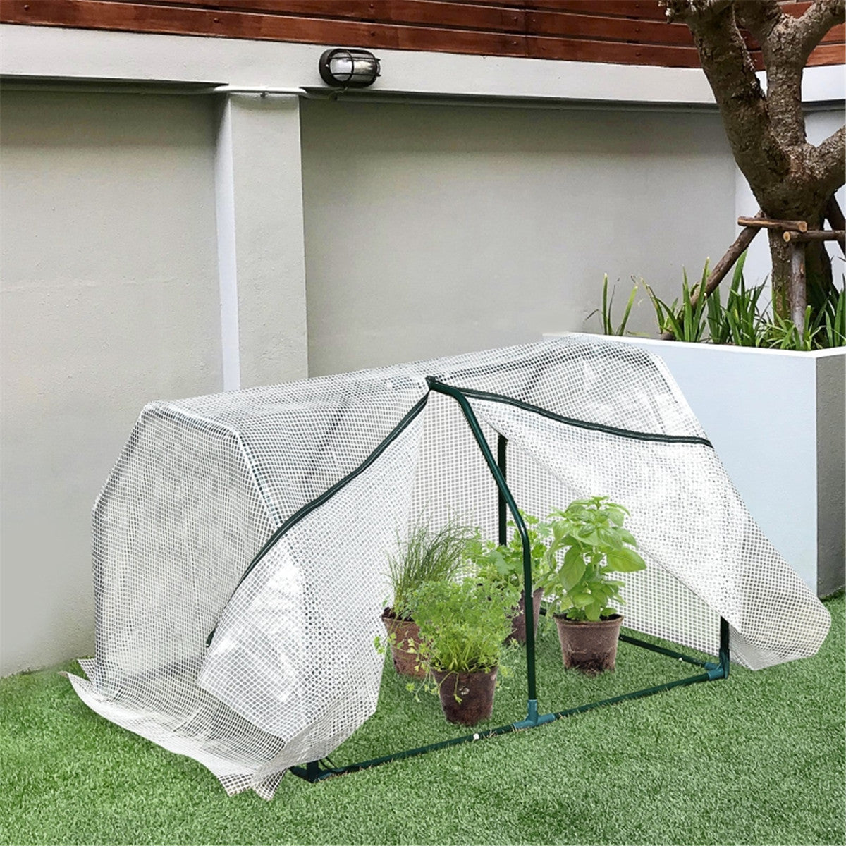 Outsunny Mini Walk-In Greenhouse with Steel Frame and PE Mesh Cover