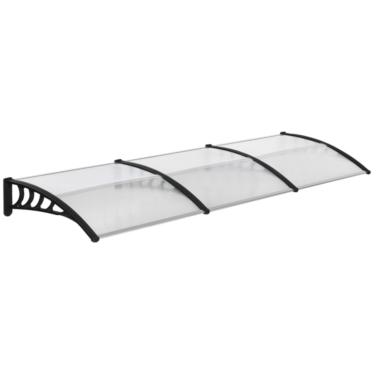 Polycarbonate Aluminium Door Canopy with UV Protection, Curved Design, 303 x 96 x 27 cm