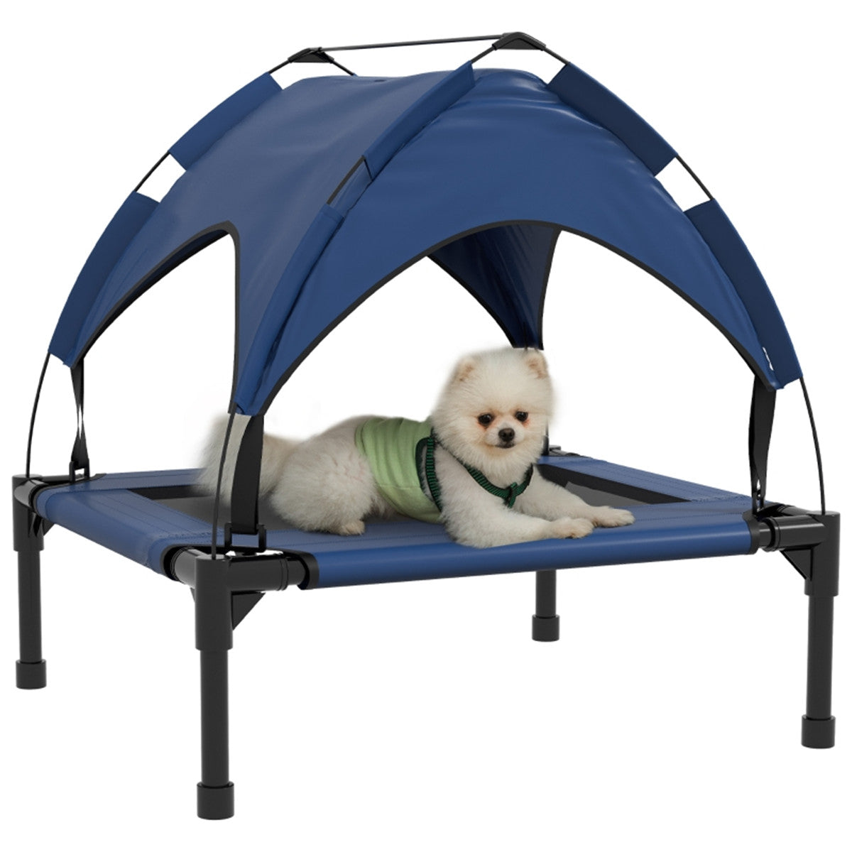 Elevated Pet Bed with Water-Resistant UV-Resistant Canopy, Breathable Mesh, Steel Frame and Travel Bag