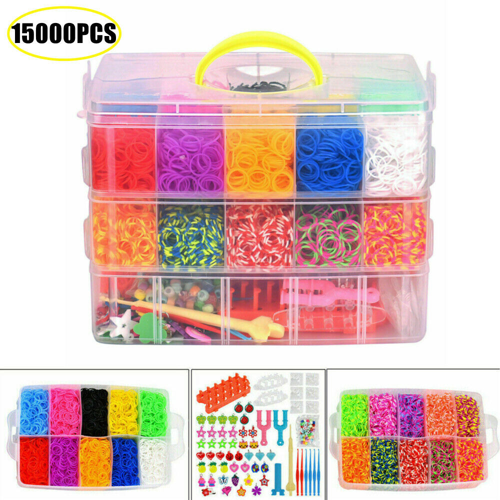 15000-Piece Multi-Color Loom Rubber Band Kit with Storage Box