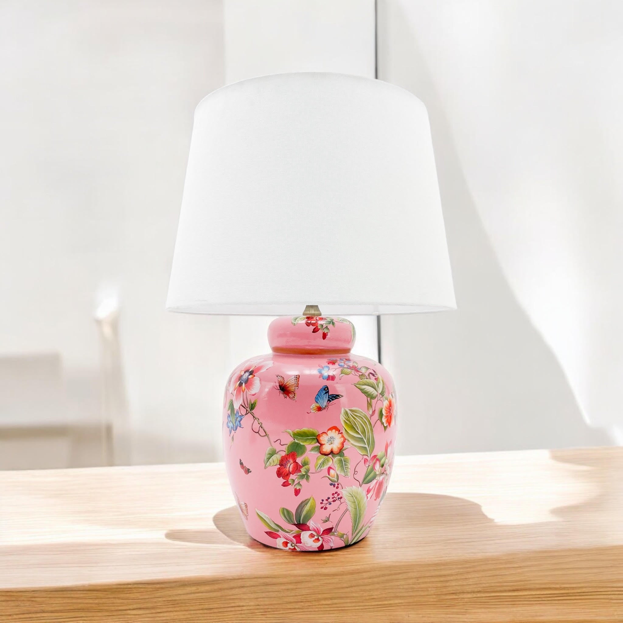 MSL 41cm Traditional Ceramic Table Lamp with Shade and Inline Rocker Switch