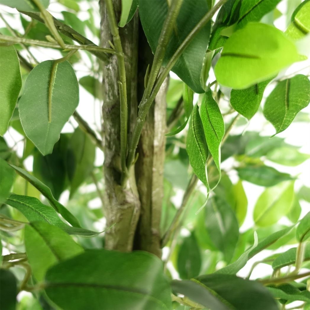 Leaf 180cm Realistic Artificial Green Ficus Tree in Black Plastic Pot