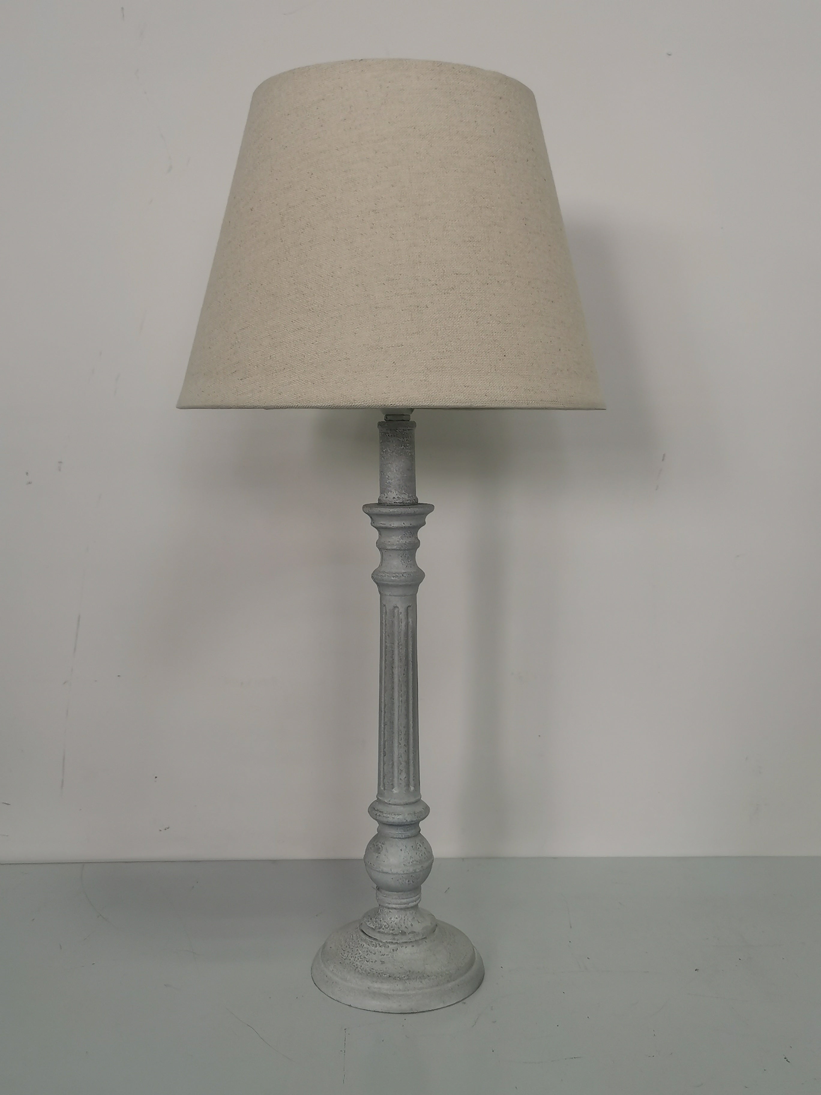 MSL 54cm Traditional Table Lamp Base and Linen Shade with Inline Rocker Switch, Double Insulated