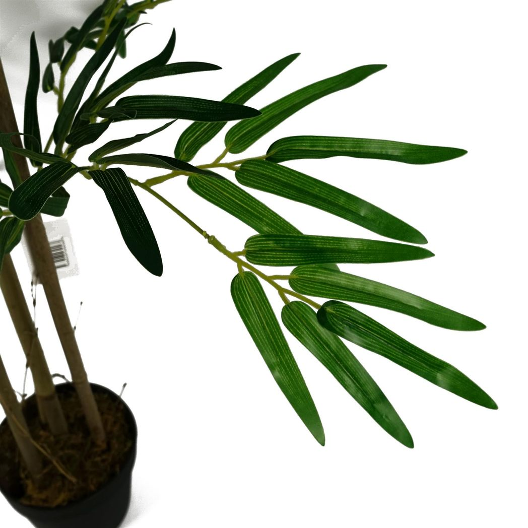 Leaf 120cm Artificial Bamboo Tree with Natural Bamboo Canes in Black Pot