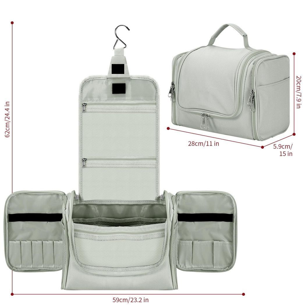 Vinsani Light Grey Travel Toiletry Bag