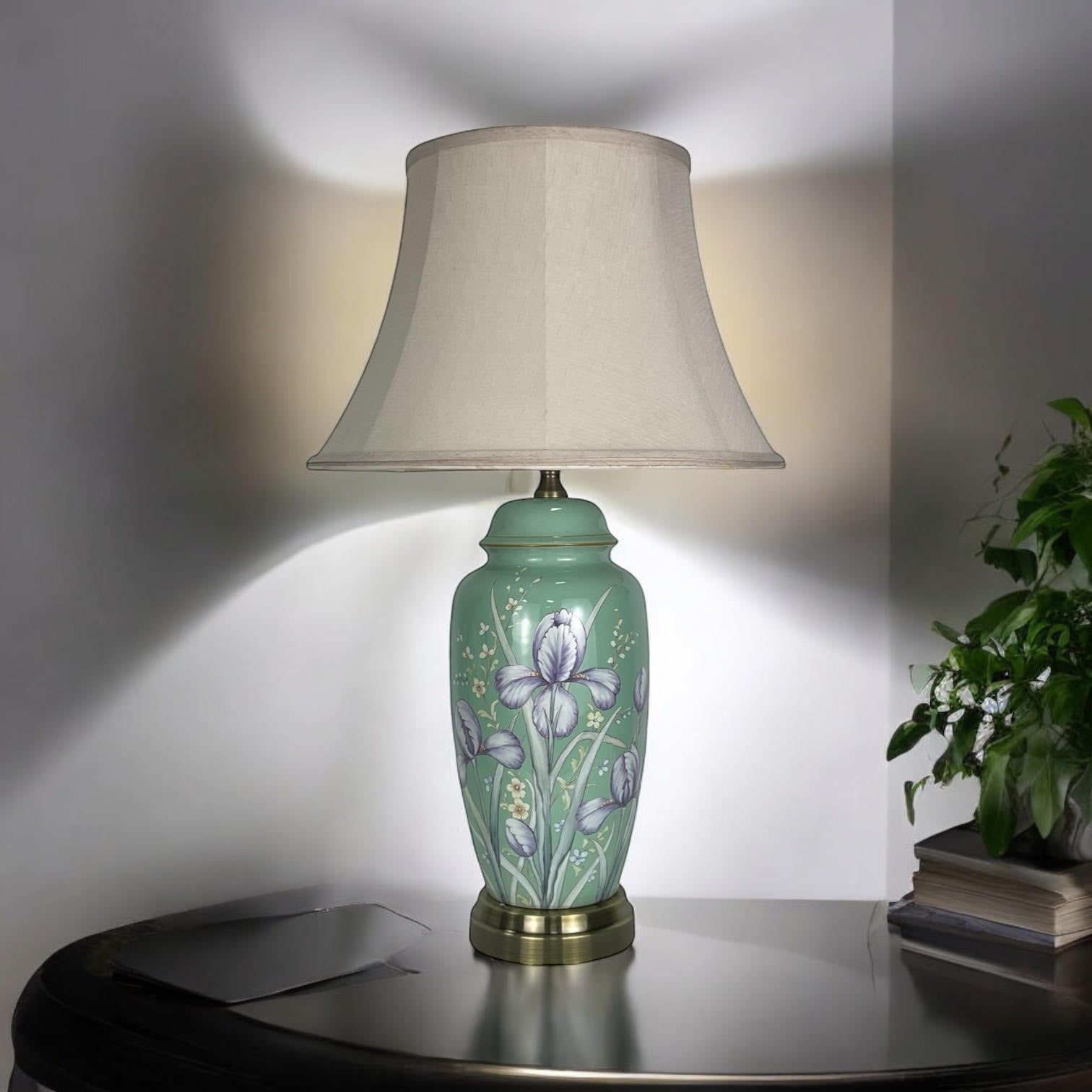 MSL 47cm Traditional Ceramic Table Lamp with Shade, Inline Rocker Switch, Double Insulated