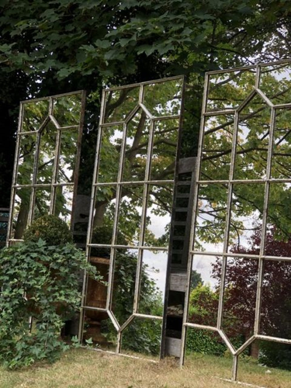 MSL 120cm Metal Window Wall Mirror for Indoor or Outdoor Use with Hanging Hook