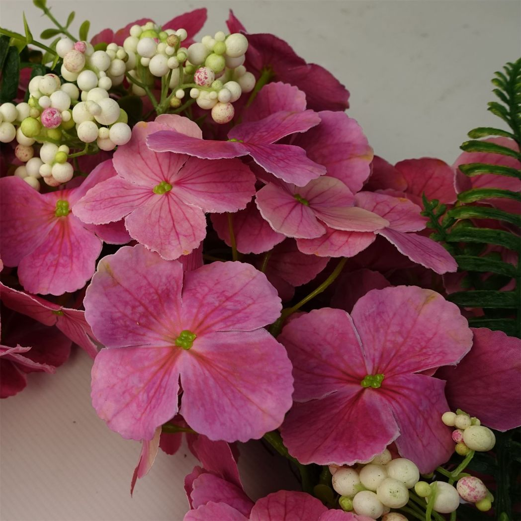 Leaf 40cm Large Artificial Pink Blossom Wreath with Natural Woven Base