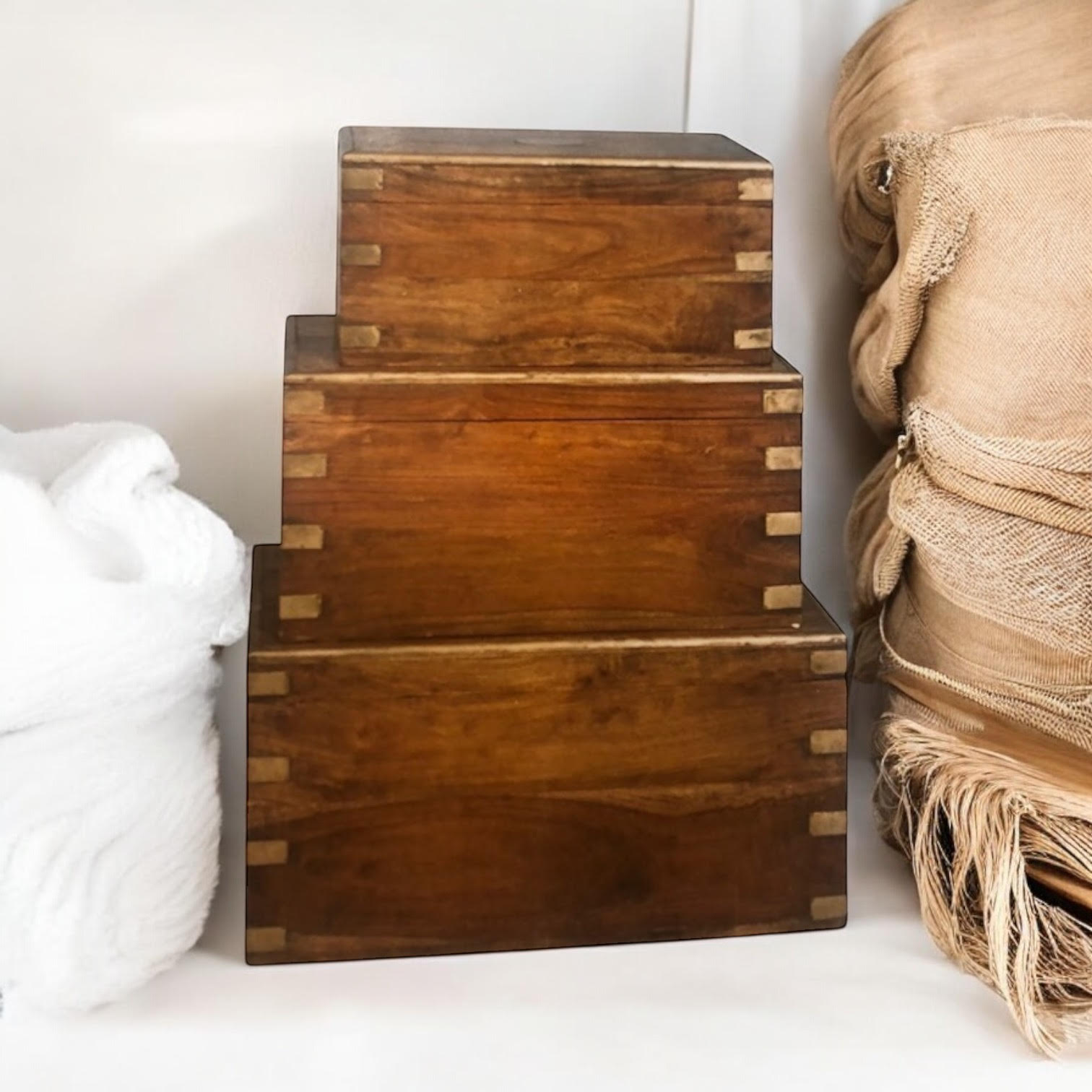 MSL 90cm Set of 3 Wooden Chests