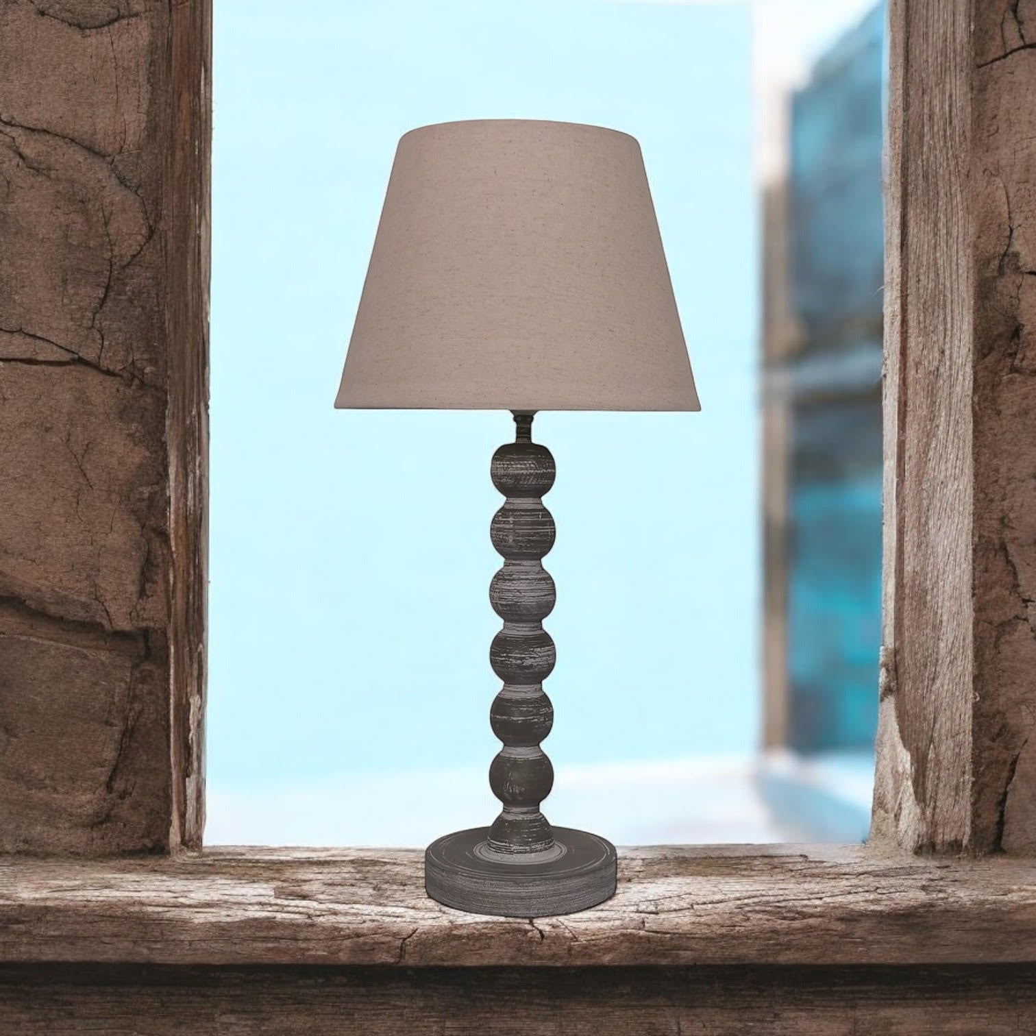 MSL 51cm Traditional Table Lamp and Shade with Inline Rocker Switch, Double Insulated, Linen Shade