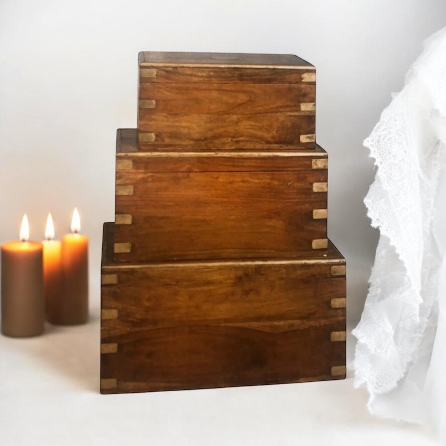 MSL 90cm Set of 3 Wooden Chests