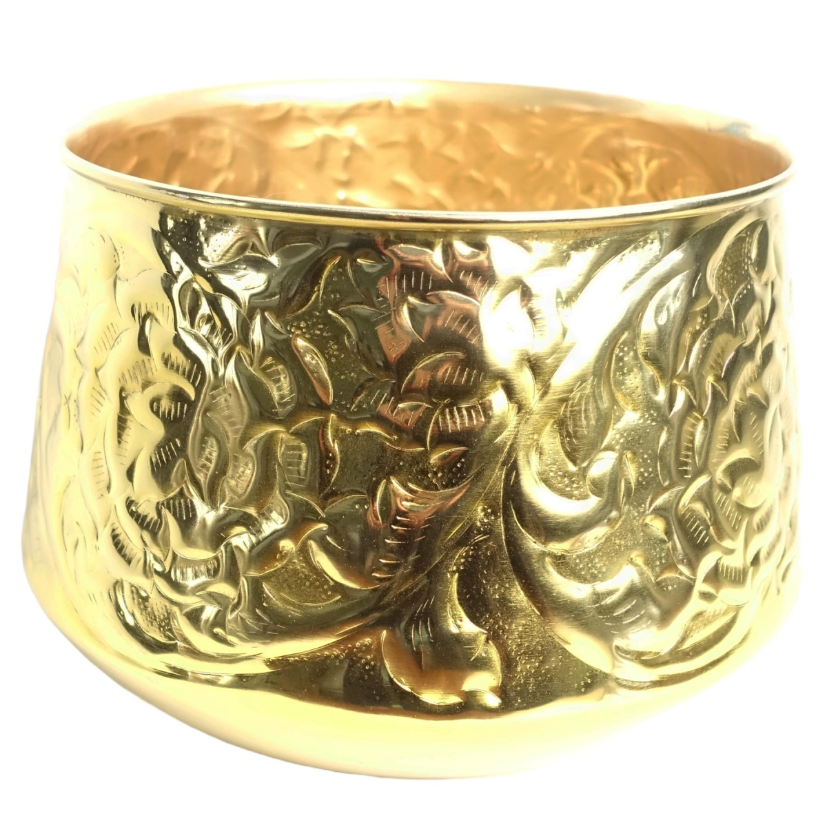Gold Swirl Handmade Metal Planter by Leaf 24cm x 18cm Gold Colour