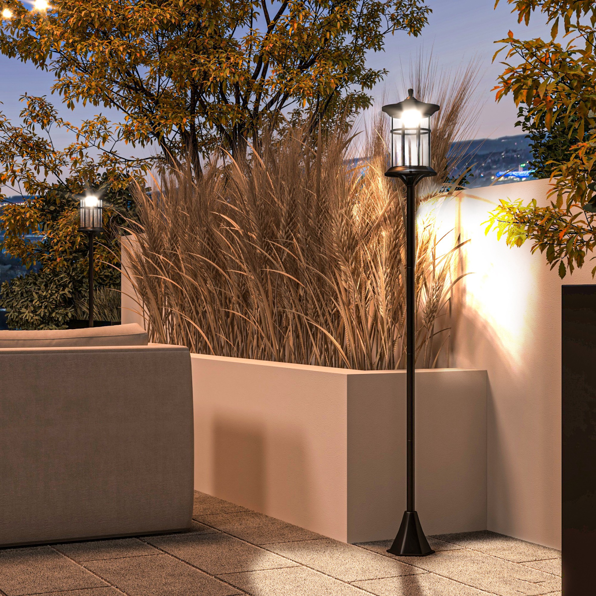 Outsunny LED Solar Outdoor Post Lights, IP44 Waterproof, Cool White, 2 Pack