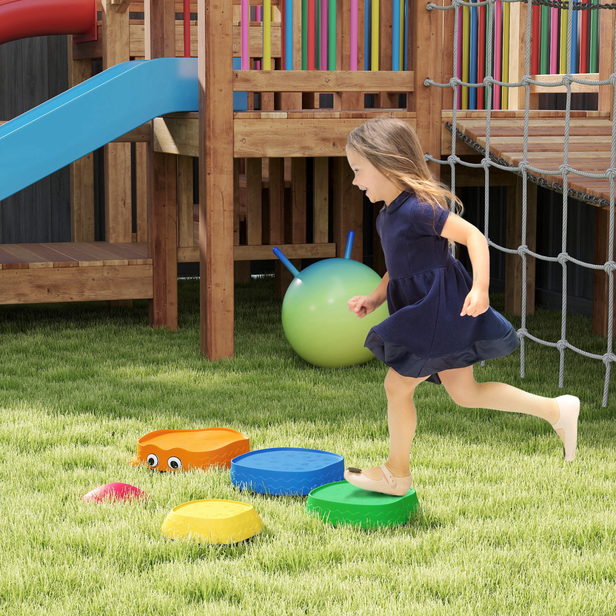 AIYAPLAY 5-Piece Kids Frog-Shaped Balance Stepping Stones