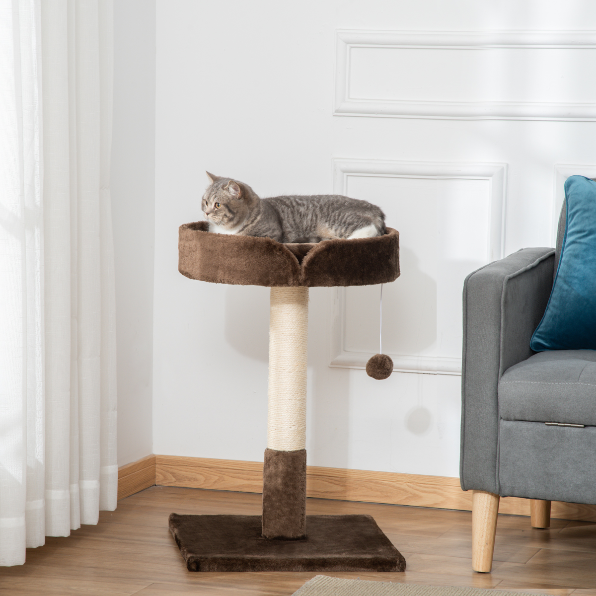 Small Indoor Cat Tree with Sisal Scratching Post, Bed & Toy
