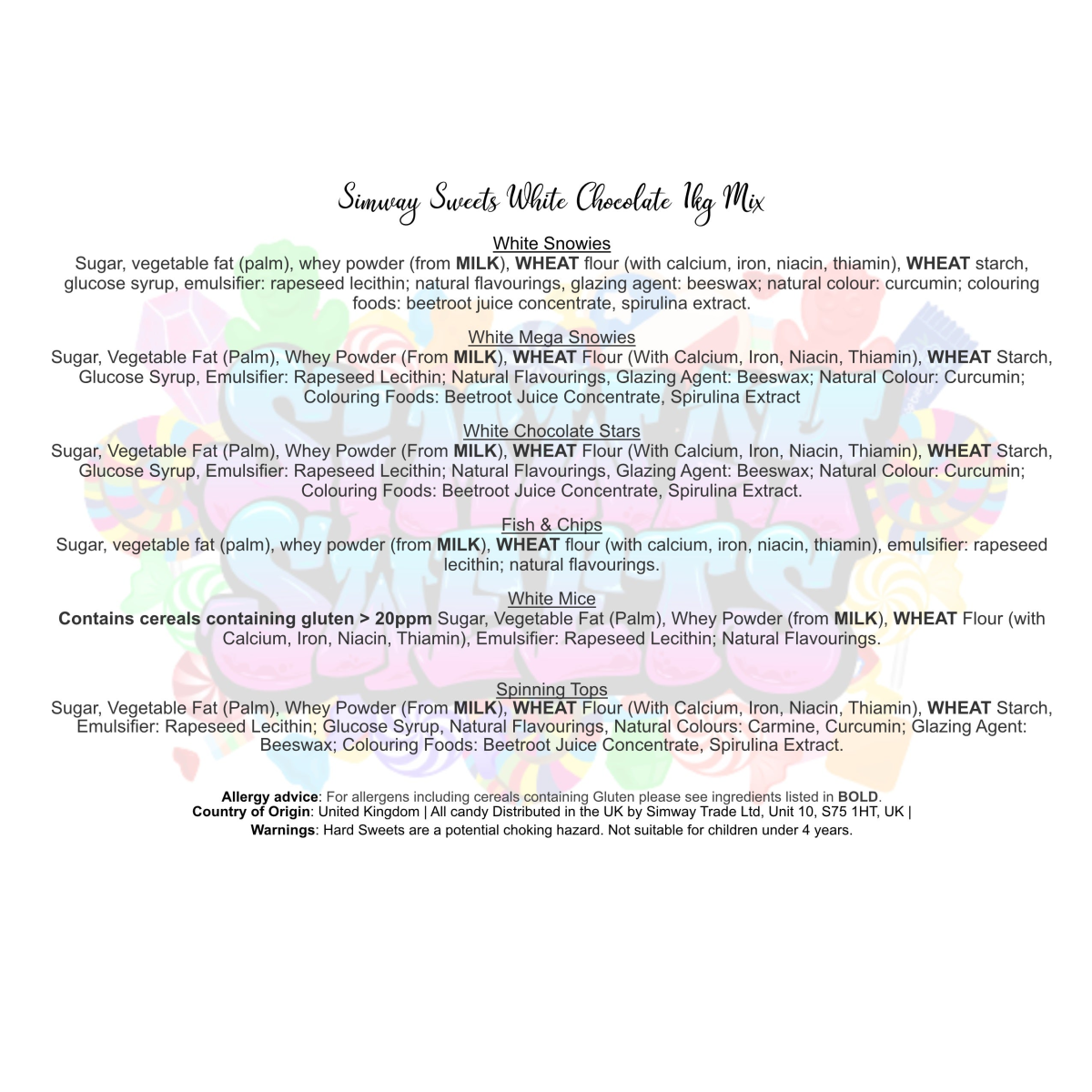 White Chocolate 1KG Pick ’n’ Mix Resealable Pouch – Sweet Assortment