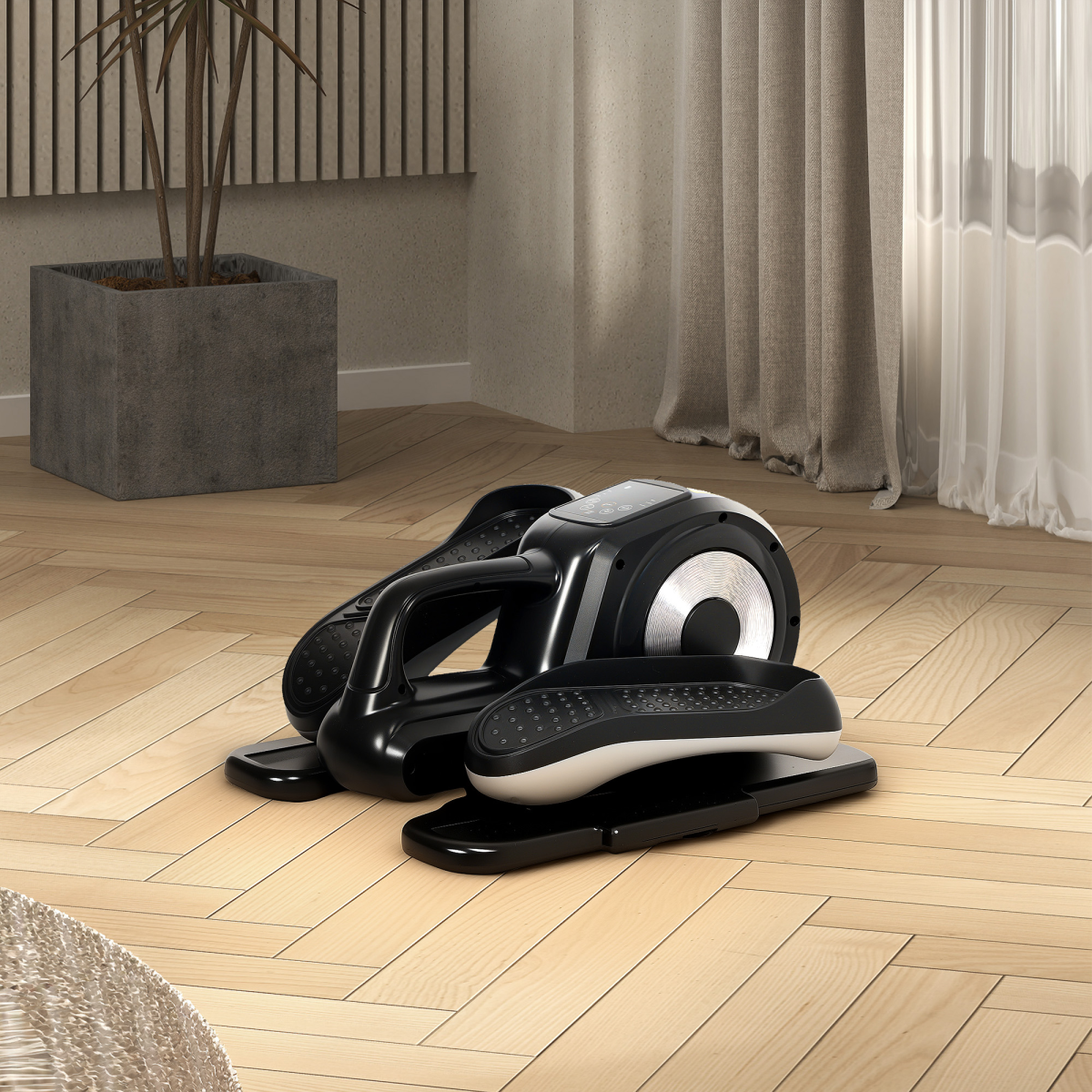 SPORTNOW Mini Seated Elliptical Exerciser with Remote Control and LCD Monitor