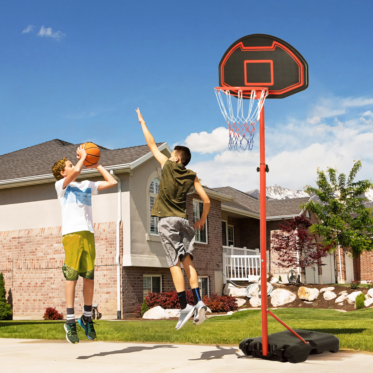 Adjustable Kids Basketball Hoop with Backboard, Wheels