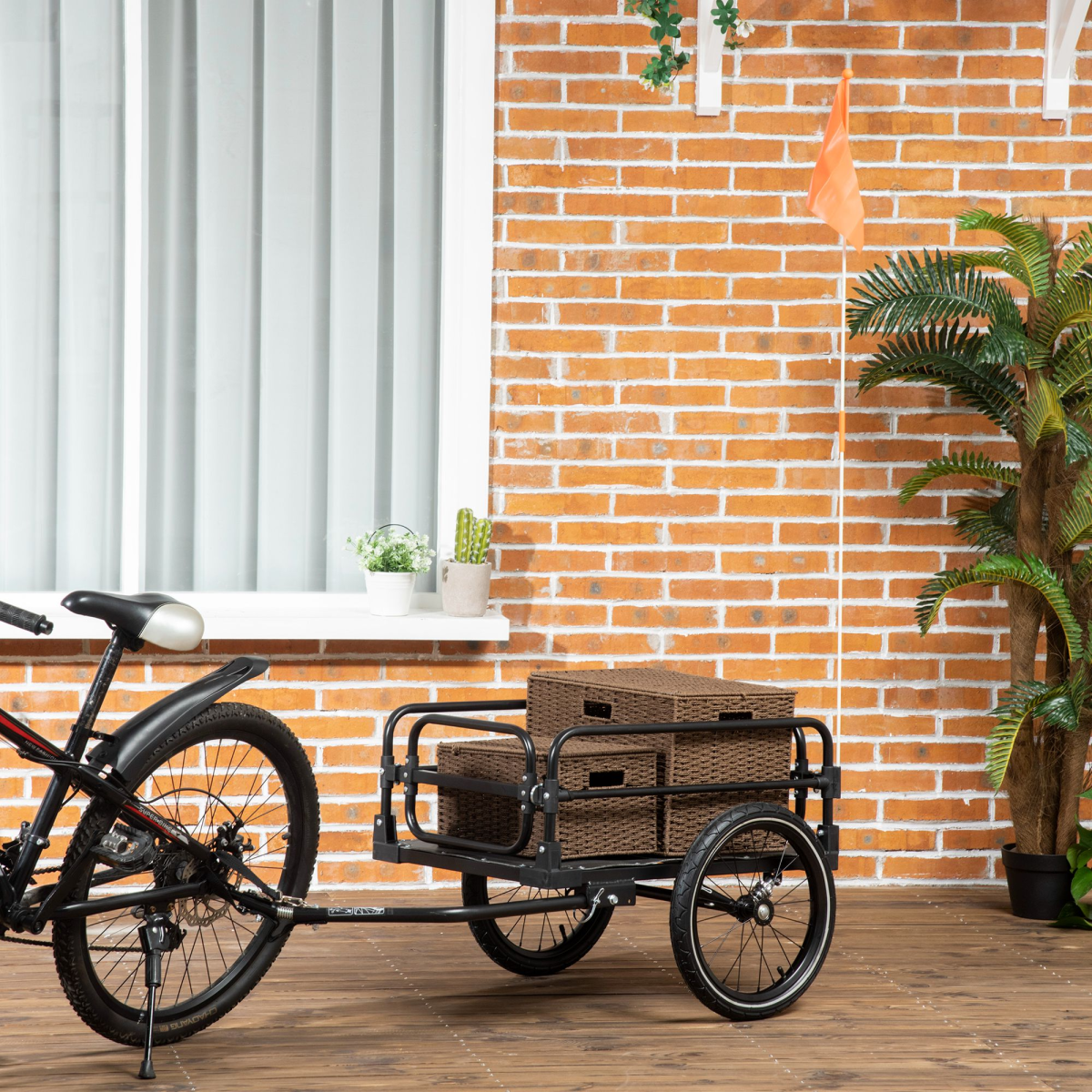HOMCOM Folding Bike Cargo Trailer Wagon with Suspension, 2 Wheels, Steel, Black