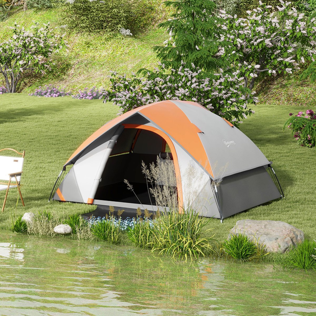 Outsunny 2-Person Camping Tent, 3000mm Rain Protection