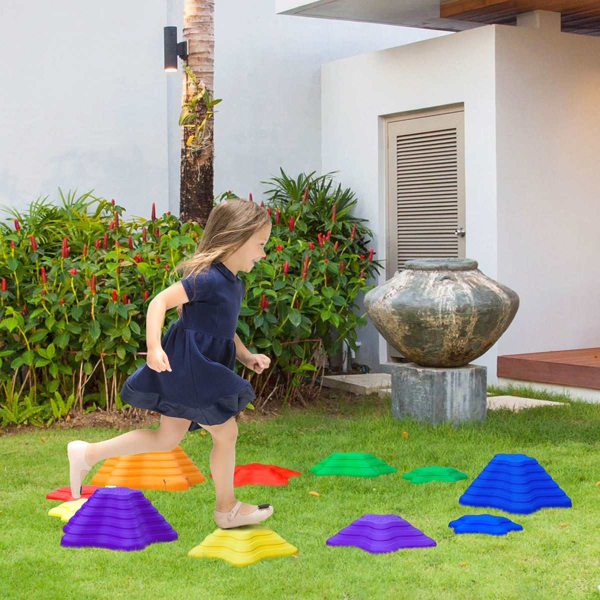 Outsunny 11-Piece Non-Slip Balance Stepping Stones for Kids