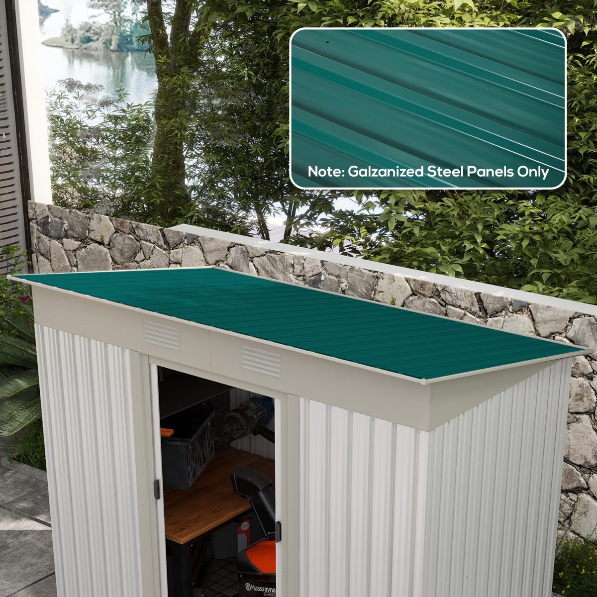 Outsunny Pack of 12 Galvanised Steel Roofing Sheets, Green