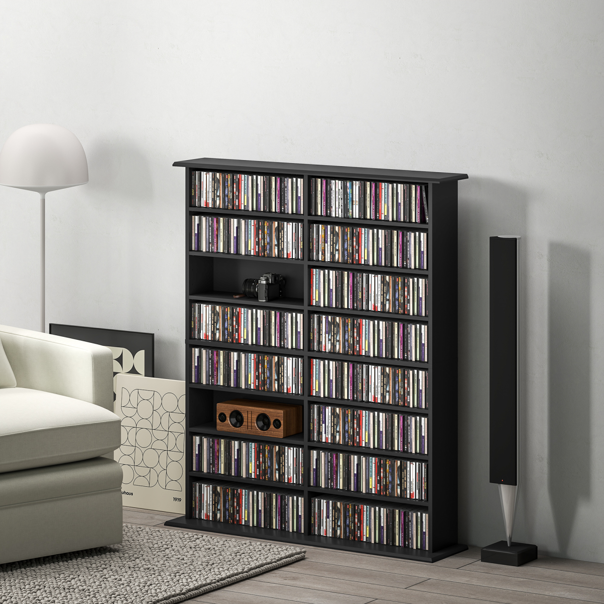 HOMCOM 720 CD Storage Tower for DVDs, Blu-rays, Black