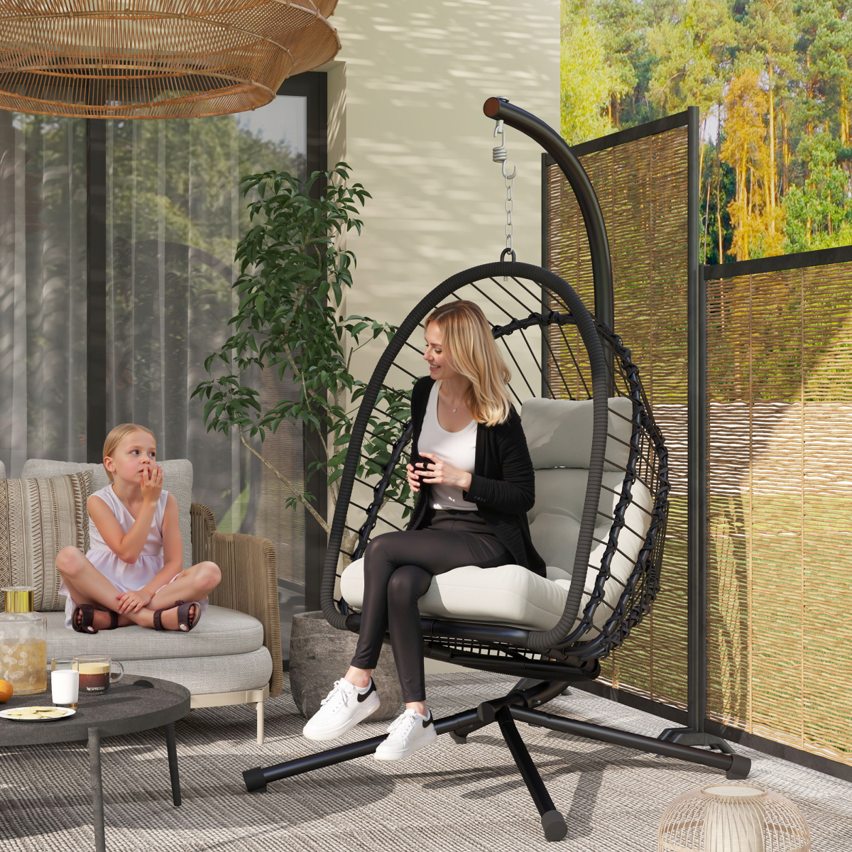 Outsunny Steel Frame Garden Storage Basket and Seat with Padded Cushion