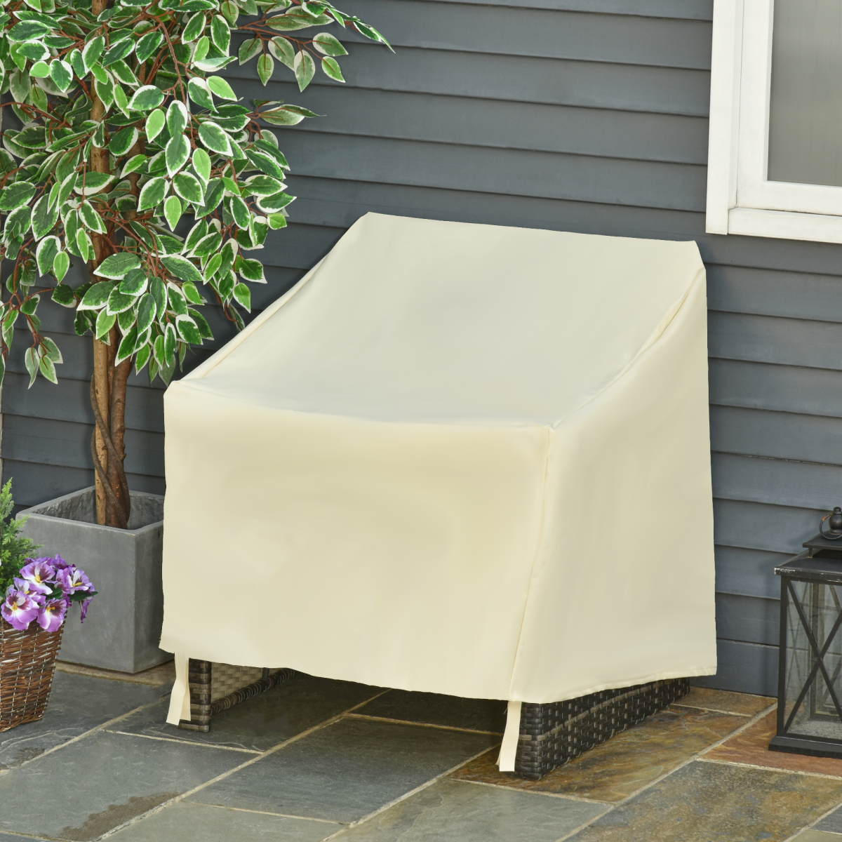 Outsunny Waterproof Oxford Patio Furniture Cover for Single Chair, Beige