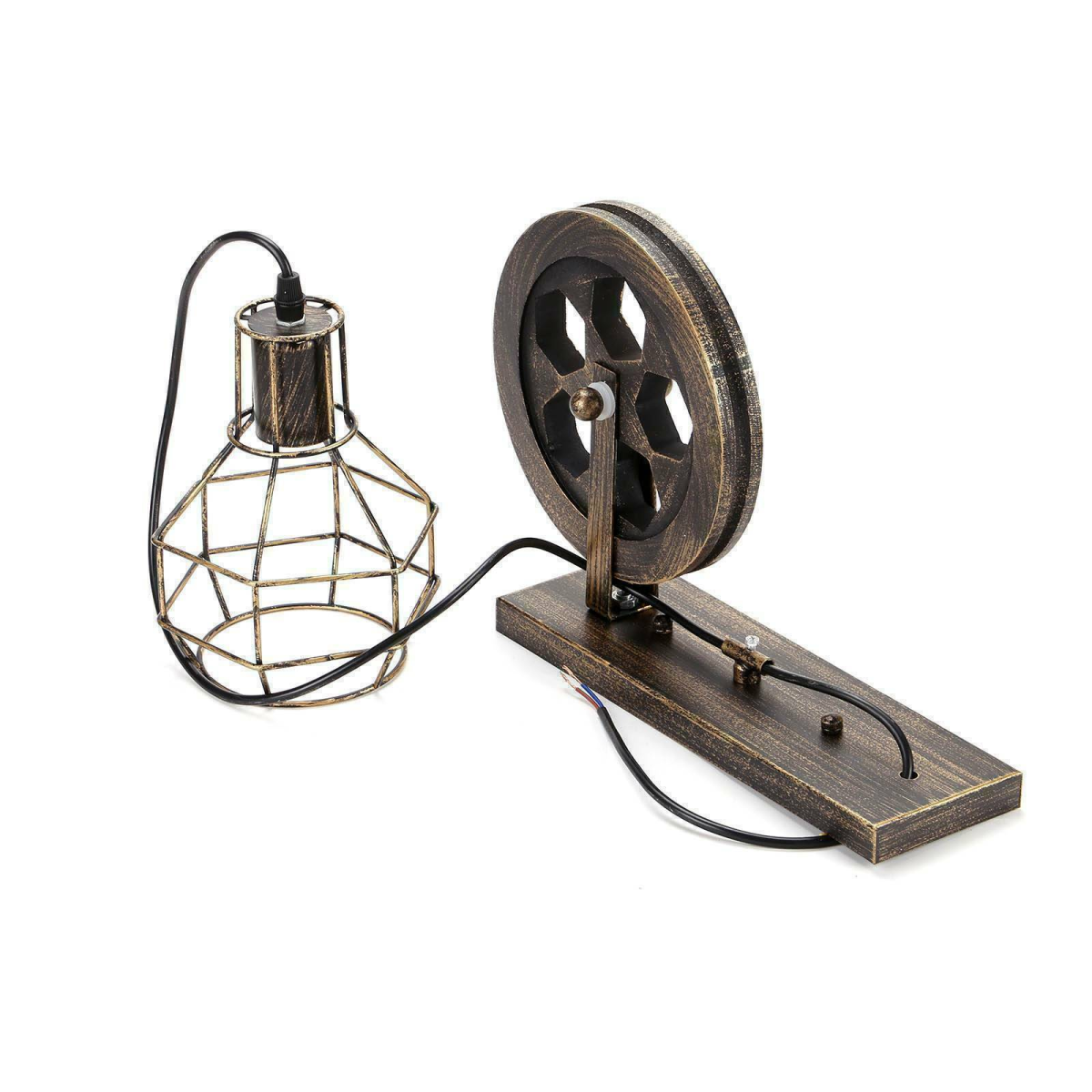 Industrial Pulley Wheel Wall Light, Brushed Copper, E27