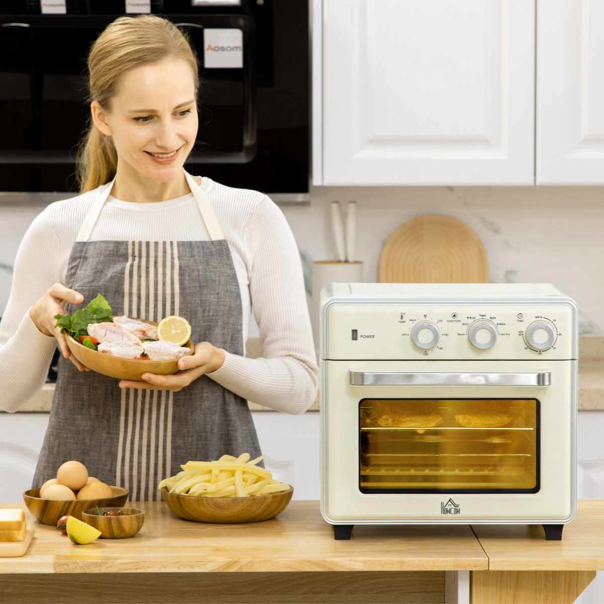 HOMCOM 7-in-1 Toaster Oven 4-Slice w/ 60-min Timer Adjustable Thermostat 1400W