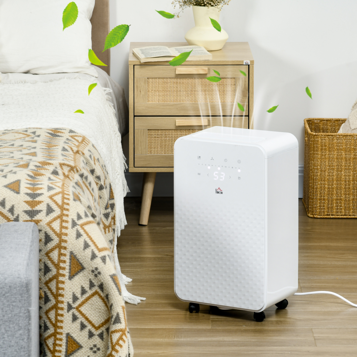 HOMCOM 10L/Day Quiet Dehumidifier with Purifier, 5 Modes, Timer