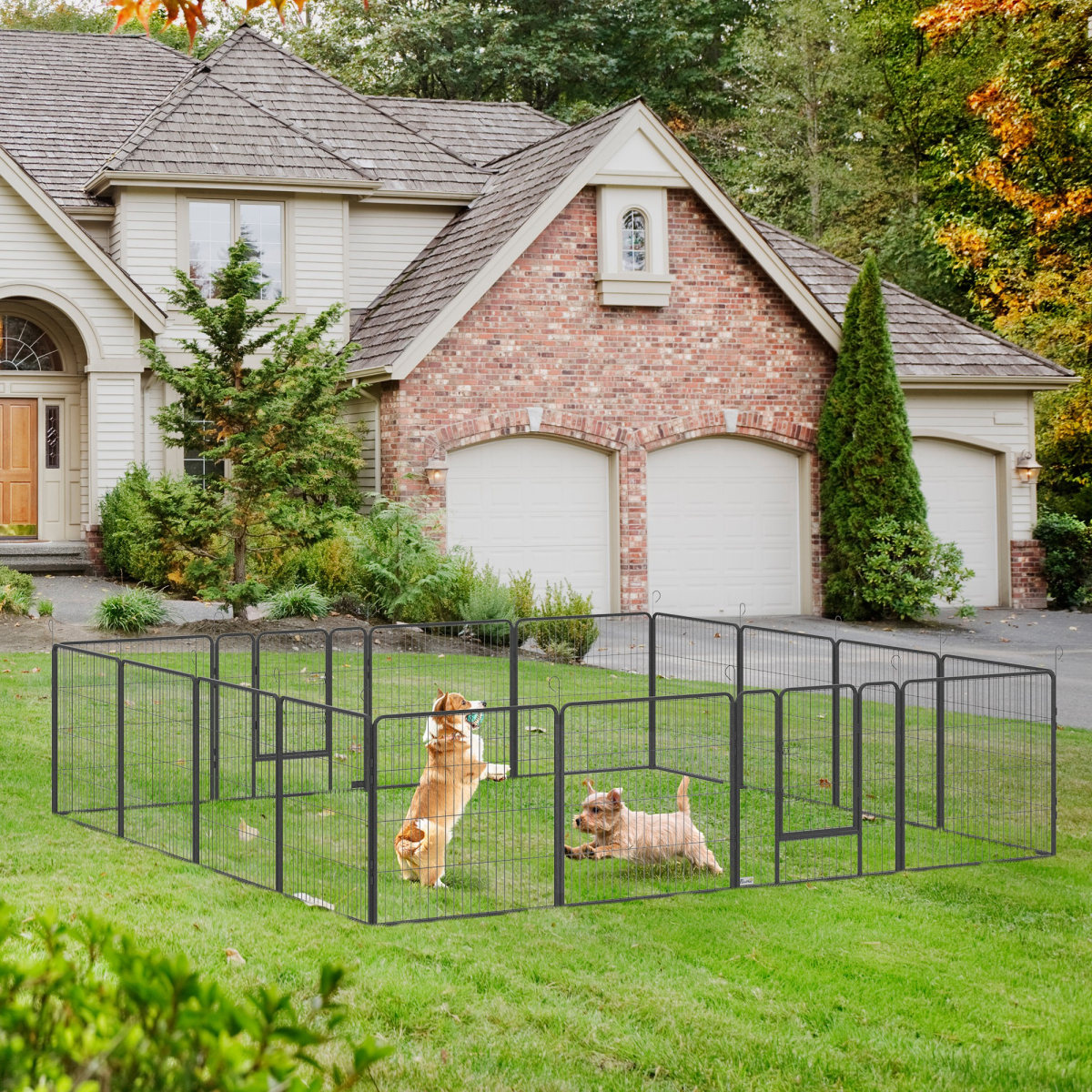 PawHut 16-Panel Heavy Duty Steel Puppy Play Pen for Small & Medium Dogs, 80cm High