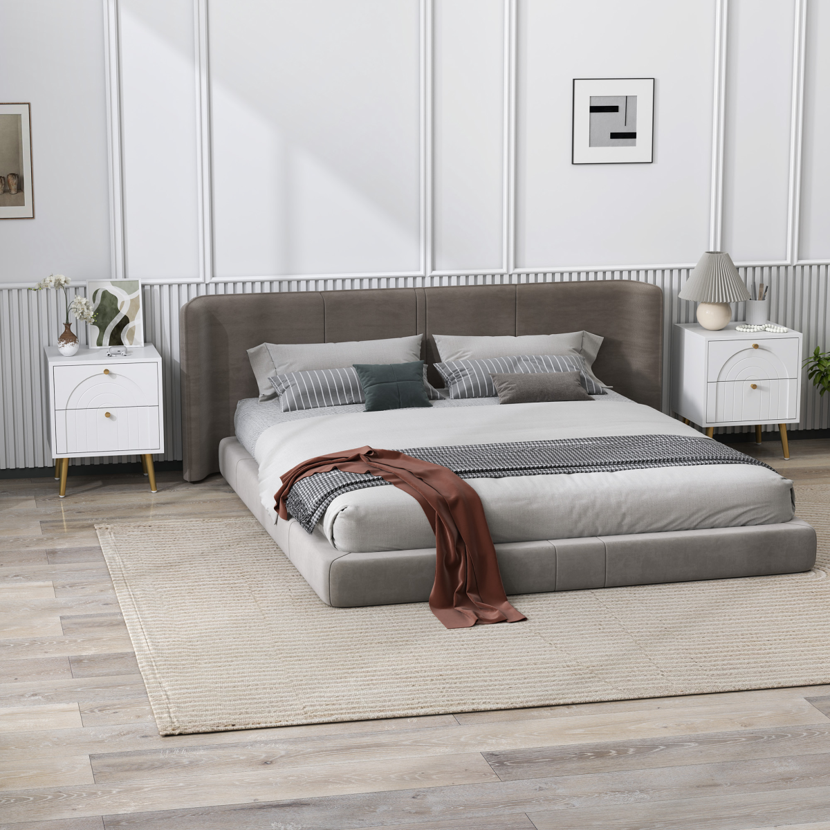 HOMCOM 2-Piece Bedside Table Set with 2 Drawers, White