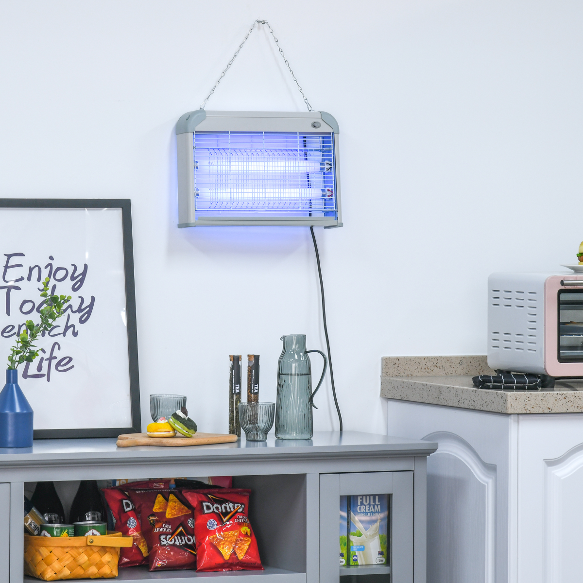 Outsunny LED Wall-Mounted Portable Mosquito Killer Lamp, 20W, 60? Coverage