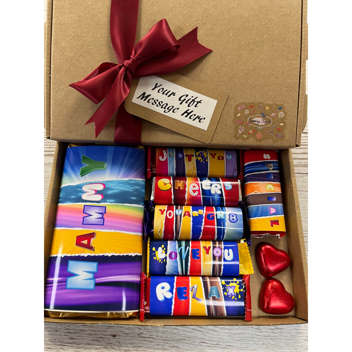 Mothers Day Gift Box: Fun Chocolate Bar Wrapper Selection by Simway Sweets