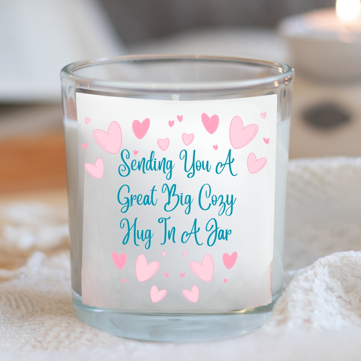 Sending You A Great Big Cozy Hug In A Jar Candle Gift Set | Best Friend Gift | Scented Candle Gift Box | Message Candle | Bereavment Gift