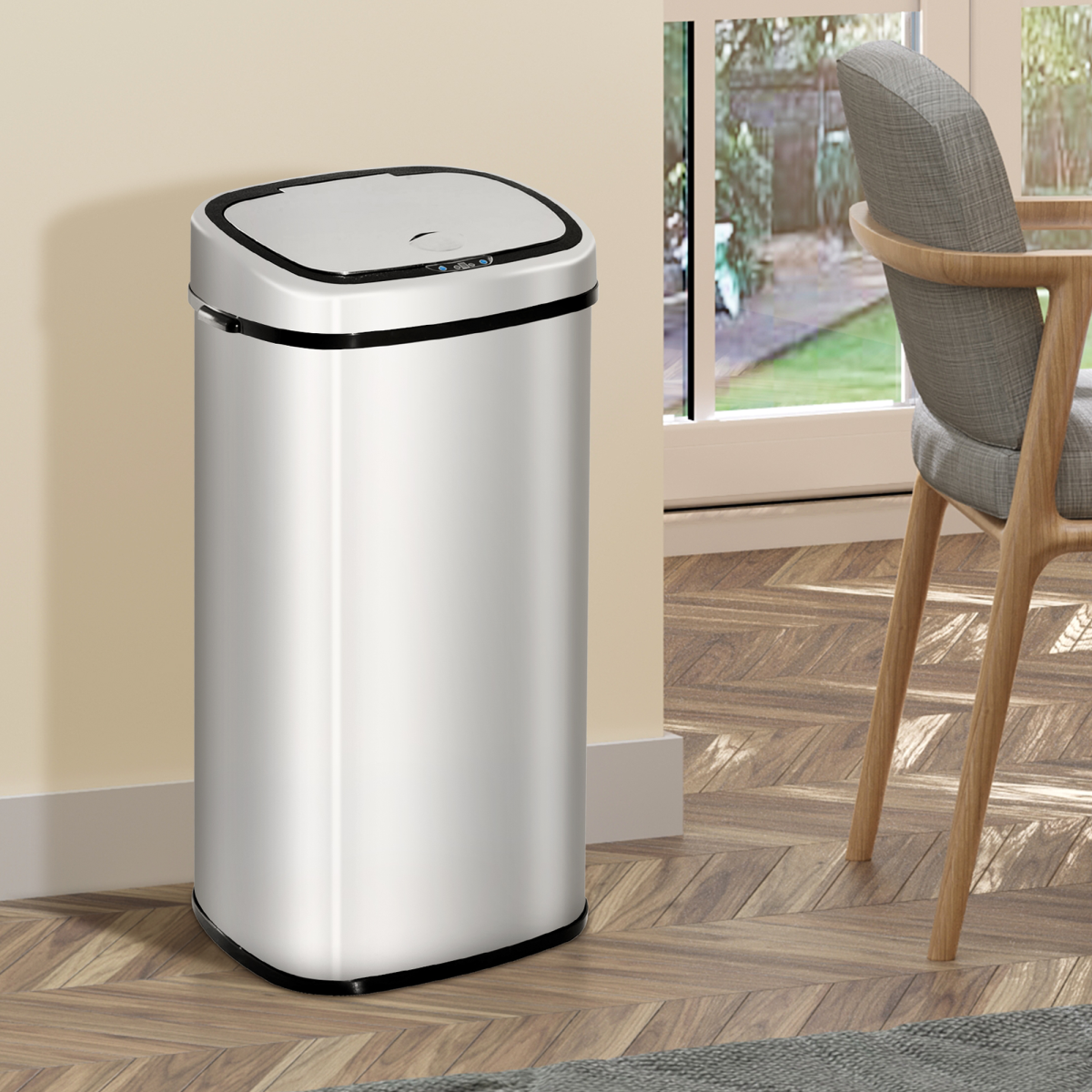 HOMCOM 68L Automatic Sensor Stainless Steel Dustbin Silver