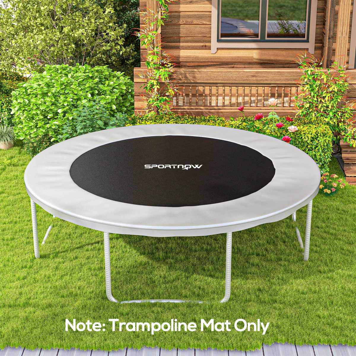 SPORTNOW 8ft Round Trampoline Mat with 42 V-Rings, PP, UV-Protected, Black