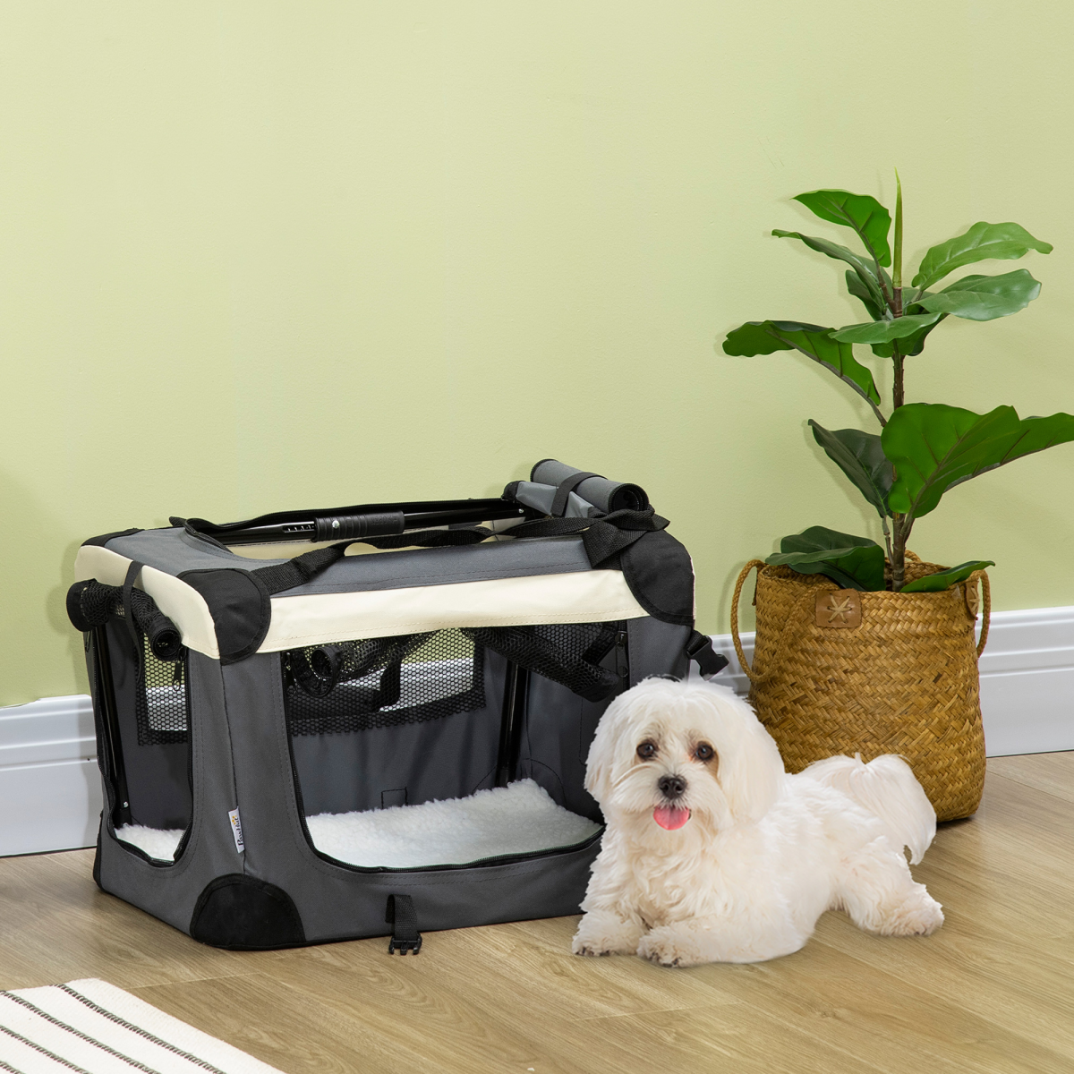 51cm Foldable Pet Carrier with Cushion for Cats and Small Dogs, 3 Doors, Mesh Windows, Foldable Carrier Bag