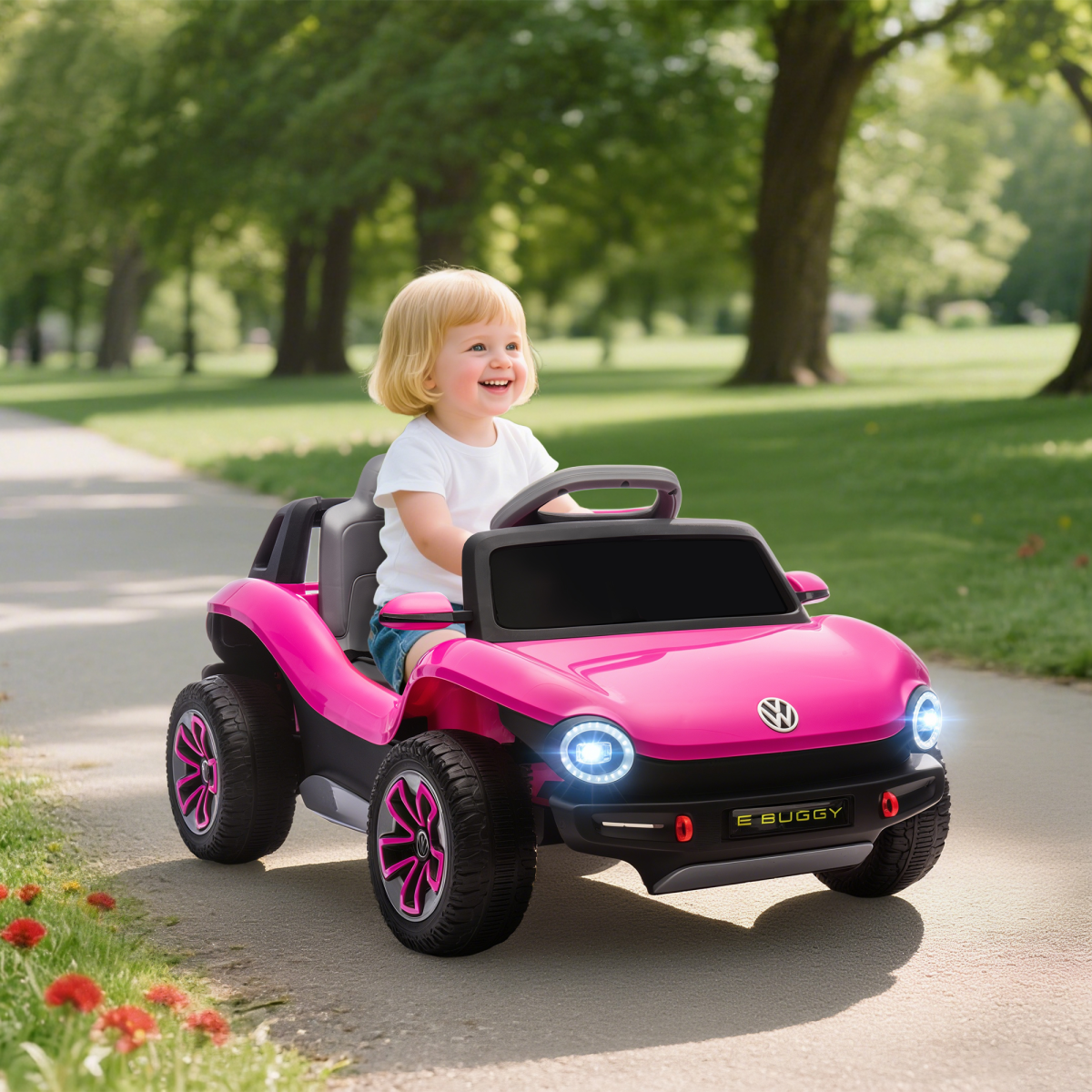 AIYAPLAY Licensed Volkswagen Kids Electric Ride-On Car with Remote, Pink