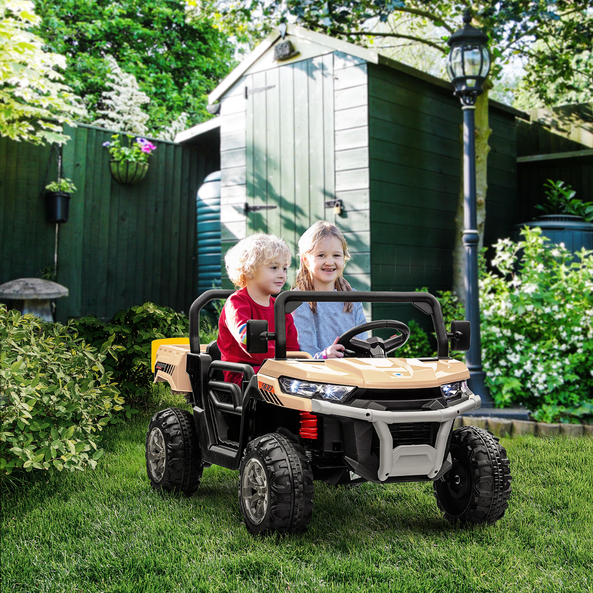 Two-Seater Kids Ride on Truck w/ Electric Bucket, Parental Remote - Yellow