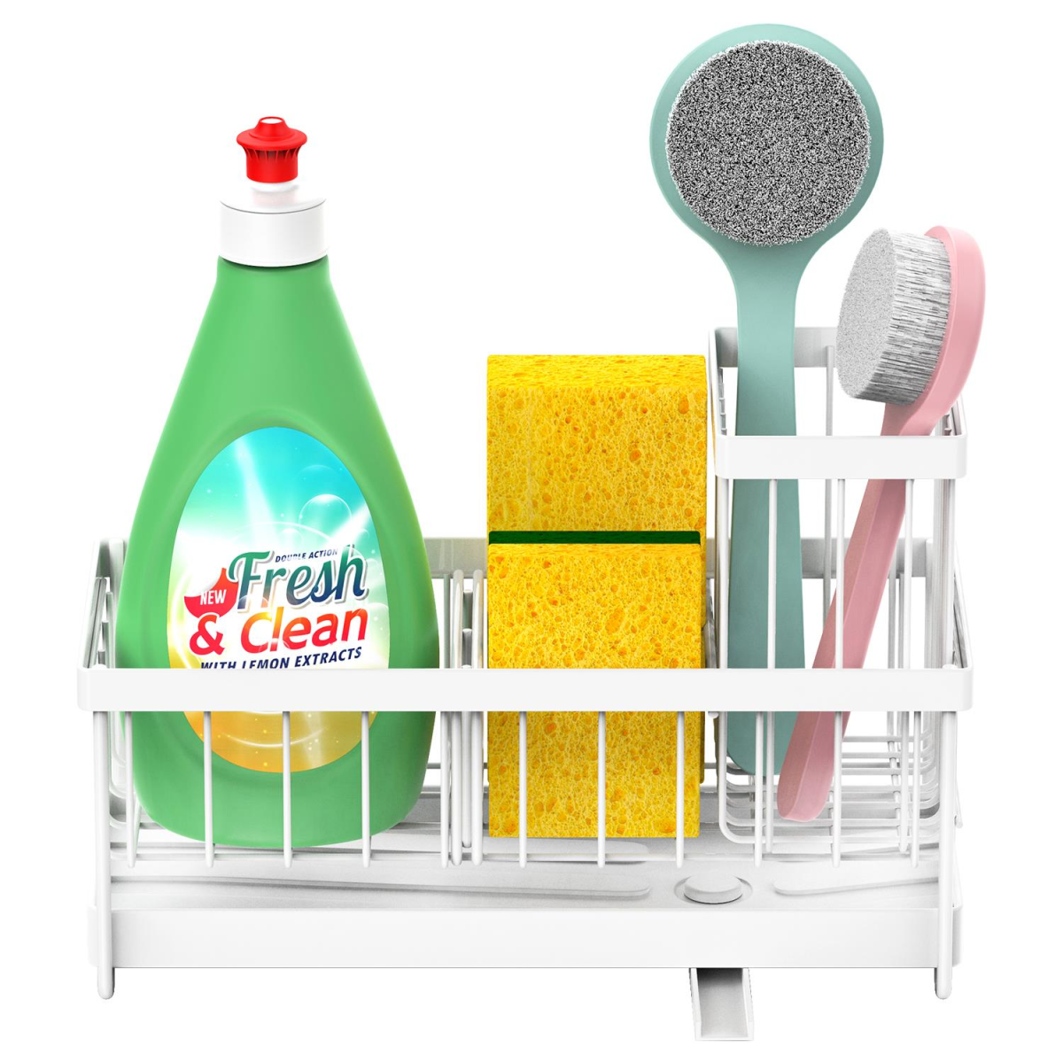 Vinsani White Sink Sponge Holder with Removable Dividers and Compartments