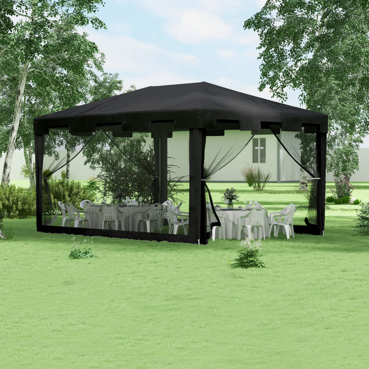 Outsunny 4 x 3m Party Tent Waterproof Garden Gazebo Canopy Wedding Cover Shade